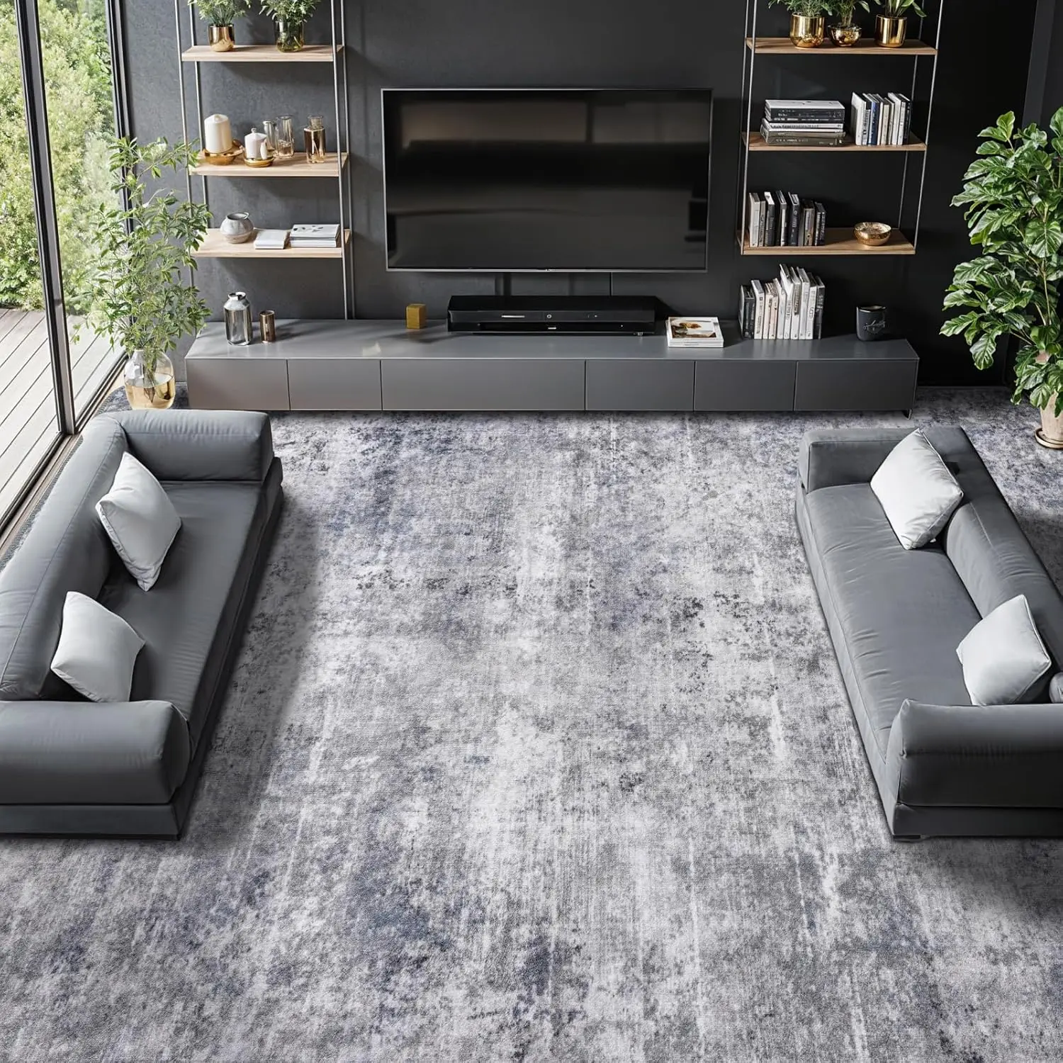 Shilucheng 9x12 Washable Boho Area Rug, Vintage Abstract Non-Slip Stain-Resistant Carpet for Living Room, Machine-Washable Floor Rug for Bedroom, Rugs For Living Room, Living Room Rugs