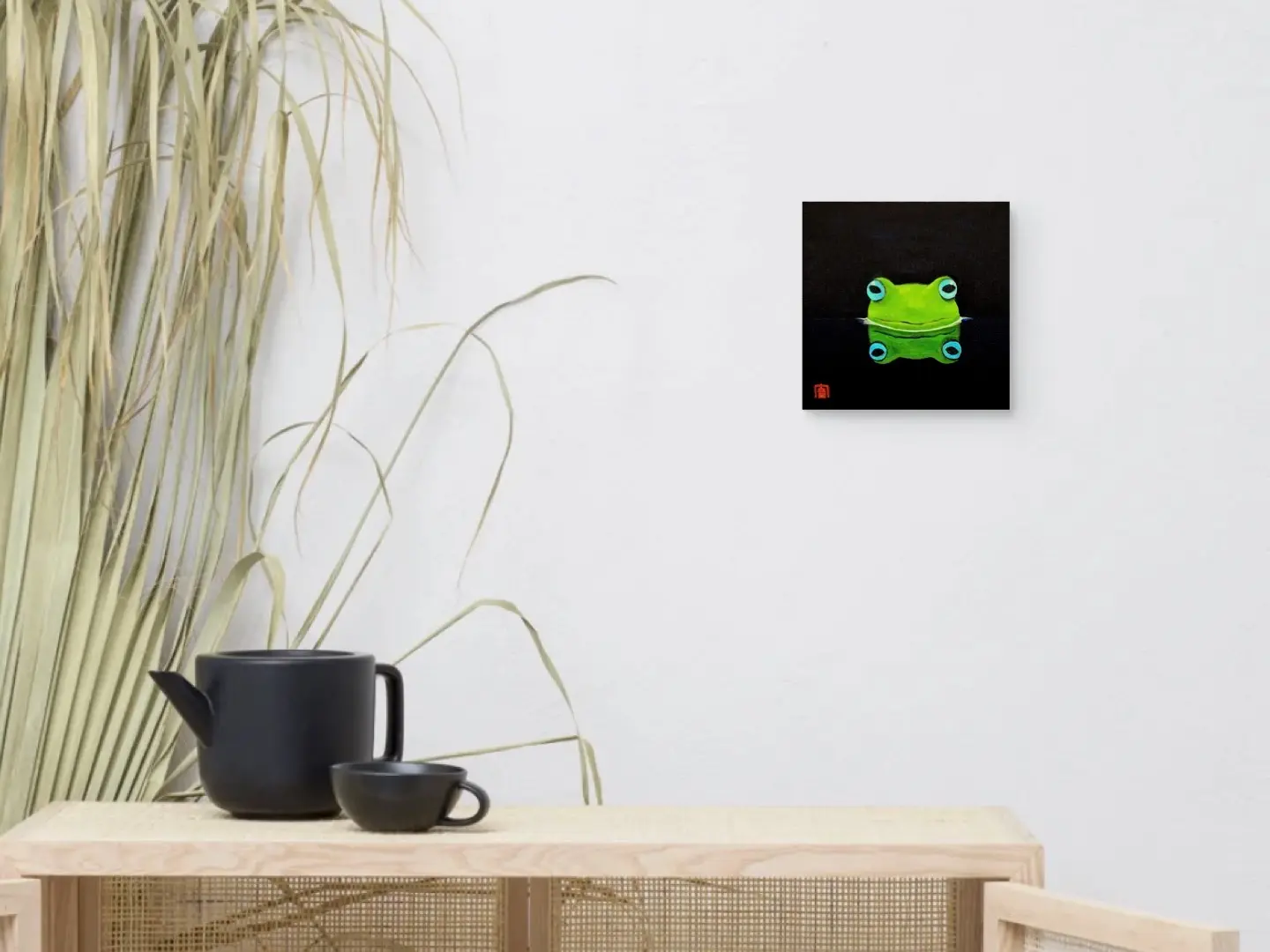 Whimsical Frog Art Print on Canvas for Living Room or Bedroom - Durable & Stylish Correctable Art Decor