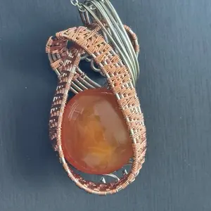 Handcrafted Wire Wrapped and Woven Carnelian Necklace with Unique Design and Durable Quality