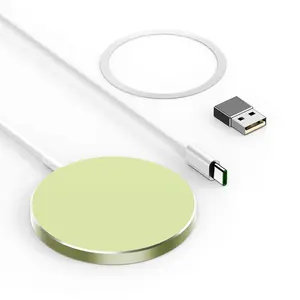 Magnetic Wireless Charger, Wireless Charging Pad with 4FT Charging Cable Compatible with MagSafe Charger for iPhone 16/15/14/13/12 Series,Airpods3/2/Pro,Mag Charger-Cyan