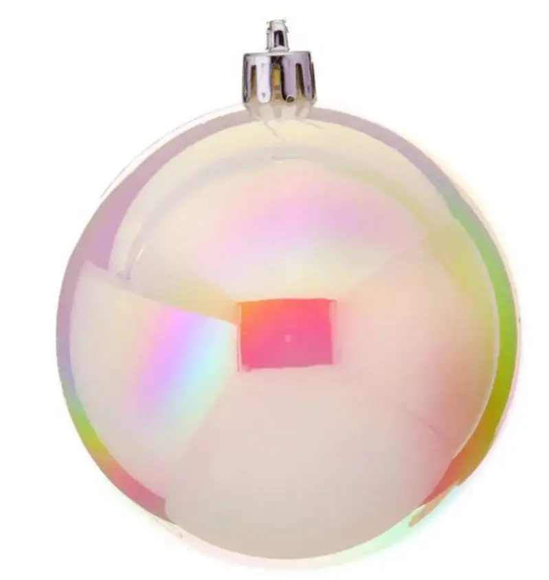 Clear Iridescent Shatterproof Ball Ornament Transparent Christmas Tree Decor - Set of 6
