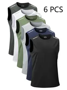 Men's Solid Color Round Neck Tank Top, Casual Comfortable Breathable Sleeveless Top for Summer, Men's Top for Daily Wear