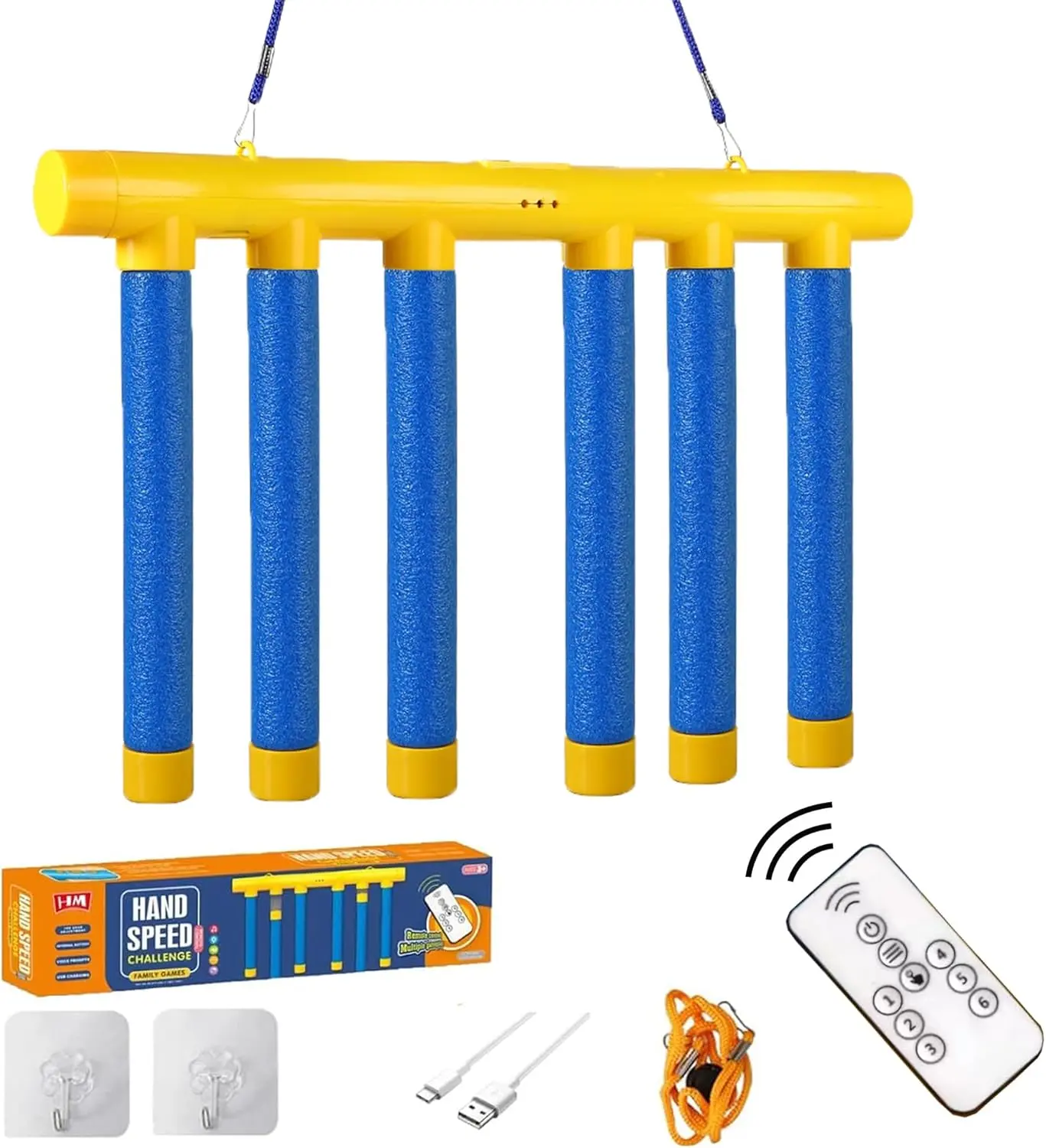 Reflex Challenge Game Toy - Family Fun Hand-Eye Coordination Training Toy with 3 Adjustable Speed Settings, Upgraded Remote Control and Catching Sticks, Family Fun Game, Toys