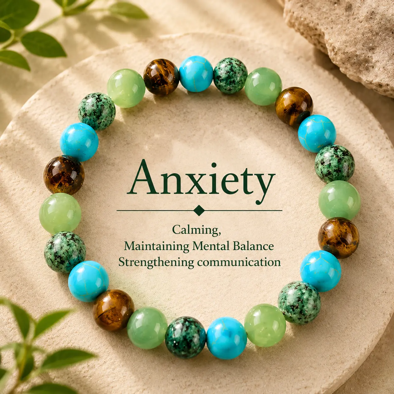 Stress-reducing Crystal Relaxing Bracelet For Both Men And Women, Calm blue friendship bracelet blue bracelet beaded  jewelry protection bracelet encouragement gift fashion artificial unisex jewelry gift Colorblock Beaded Crystal Bracelet summerwins,summe
