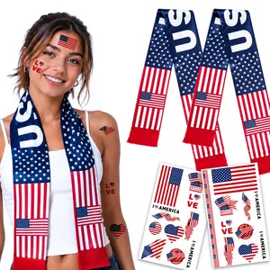Fan Gear Set Premium Soccer Gifts: 2 Scarf & 2 Tattoo Bundle US Local Stock Fast Shipping
