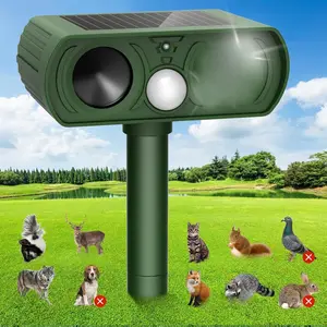 Upgraded Solar Ultrasonic Animal Repellent, Deer Repellent Devices Waterproof with Motion Detection, Cat Repellent Outdoor Squirrel Skunk Rabbit Raccoon Dog Mouse Deterrents Animal Repeller for Yard