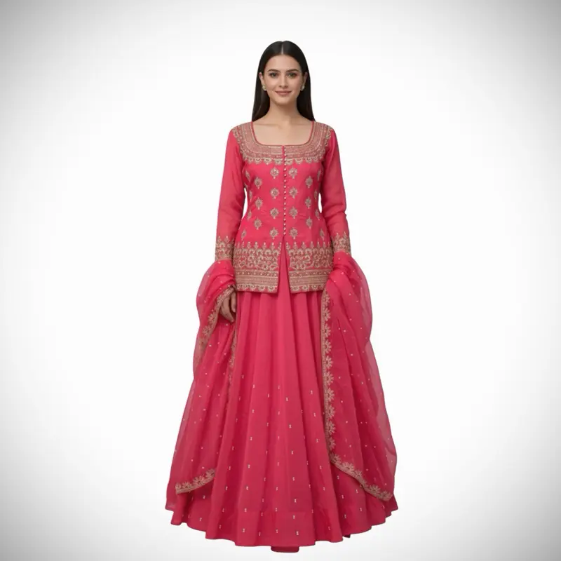 Women's Lady 2-Piece Top+Skirt Matched Ethnic Clothes Set, Kurta Top & Skirt Ensemble for Formal Occasions, Stylish Ethnic Costumes