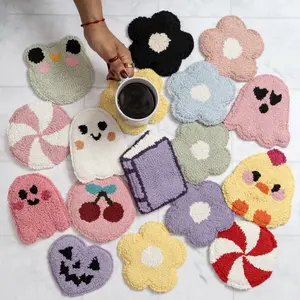 Mug Rug Coasters for Tumblers, Retro Daisy, Ghost, Pumpkin & Halloween Styles Reusable Tableware