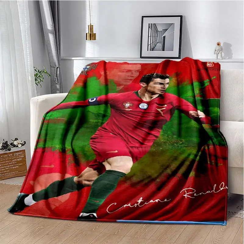 Soccer Player Cristiano Ronaldo Blanket for Adults, Home Bedroom Cover, Outdoor Portable, Soft and Warm Flannel tiktokshopspringglowup summerwins