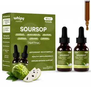 2 Pack 10 in 1 Organic Soursop with Ashwagandha, Oregano & Chlorophyll, Soursop Bitters Liquid Drops Soursop Moringa Black Seed Oil Sea Moss Turmeric Immune Defense & Antioxidant 2×1fl oz