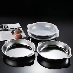 [Stainless Steel Plates] 6pcs Stainless Steel Dinner Plates| 10" Round Kitchen Metal Dish Plates,With a transparent lid and a handle, Rust-Proof Camping Serving Plates for BBQ, Snack, Salad, Appetizer, Fruit, Cookies