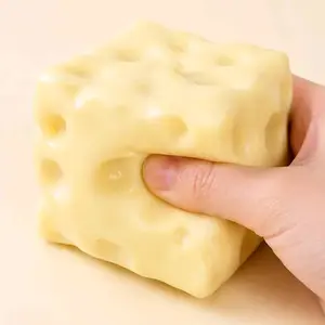 2026 New Model Giant Cheese Squishy: Moldable Soft Cheese Block, Giant Yellow Fingertip Toy, Non-Rebound ASMR Pressure Ball, Squeezing Function, Play and Relax