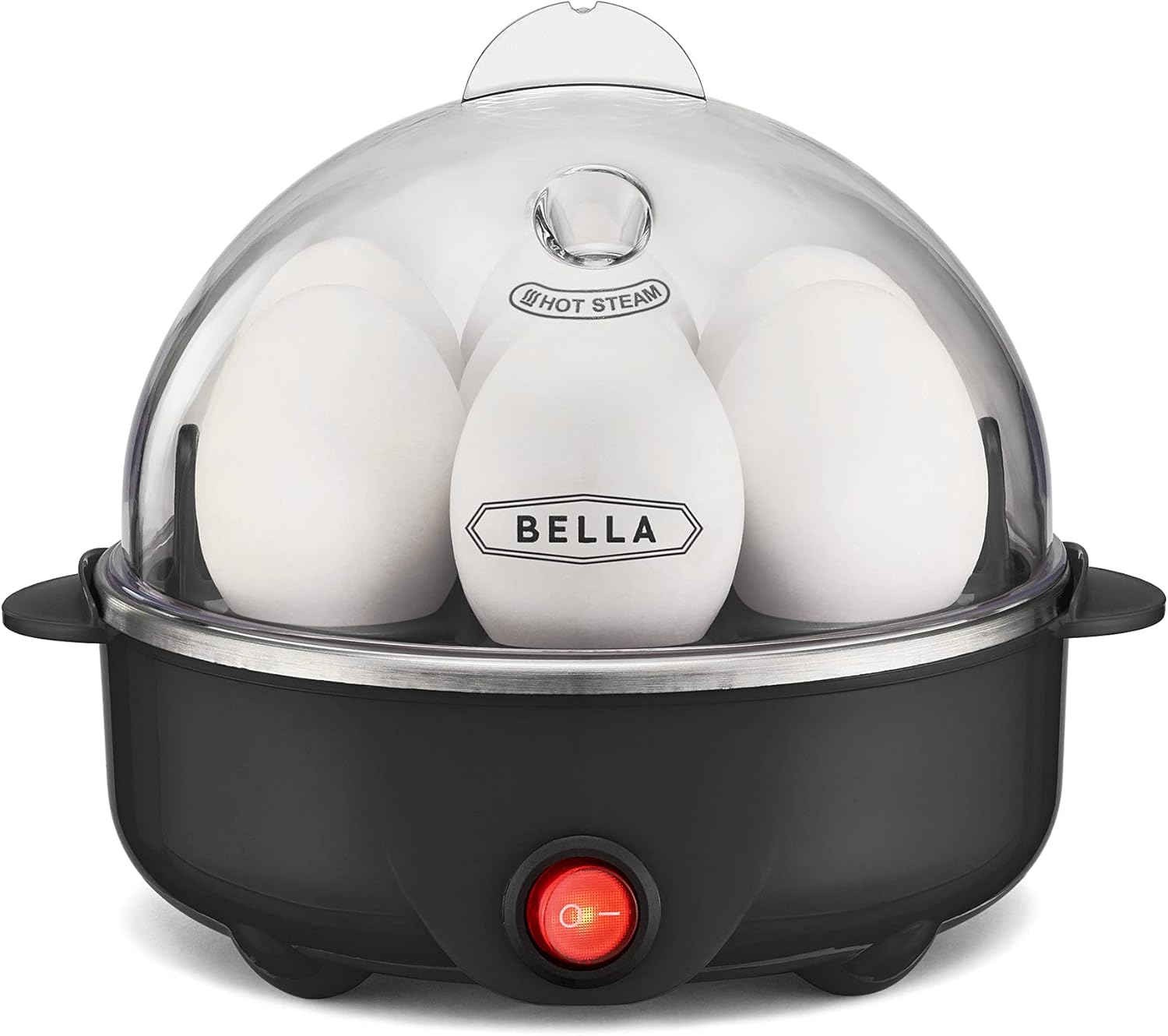 Egg Cooker, Rapid Boiler & Poacher, Meal Prep Essential, Family Sized Meals: Make Up To 7 Large Boiled Eggs, Dishwasher Safe Lid with Cool-Touch Handles, Poaching Tray Included, Black