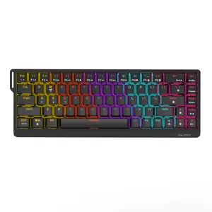 AJAZZ NK68 V2 Wired Gaming Mechanical Keyboard, Mechanical Backlit Keyboard Red Switch 68 Key Compact Ergonomic Computer Office Keyboard Mixed Light DIY Plug and Play Support Multiple Systems Suitable for Esports Games and Office