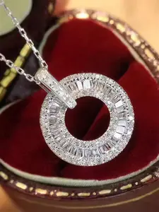 1 PC Romantic Cubic Zirconia Necklace Pendant Sparkling Zirconia Bling Stylish Accessory For Women Valentine's Day Gift Wedding Jewelry Minimalist Chain