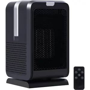 1000W PTC Ceramic Electric Heater with Remote 90° Oscillating Fast Safety Heater for Bedroom Office Home Energy Efficient Square Shape Black