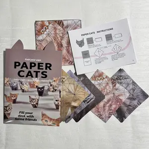 DIY Paper Cats Handmade Half-Finished Geometric Origami Kit, 50 Sheets Small Cat Shapes, Perfect for Craft Projects and Creative Fun