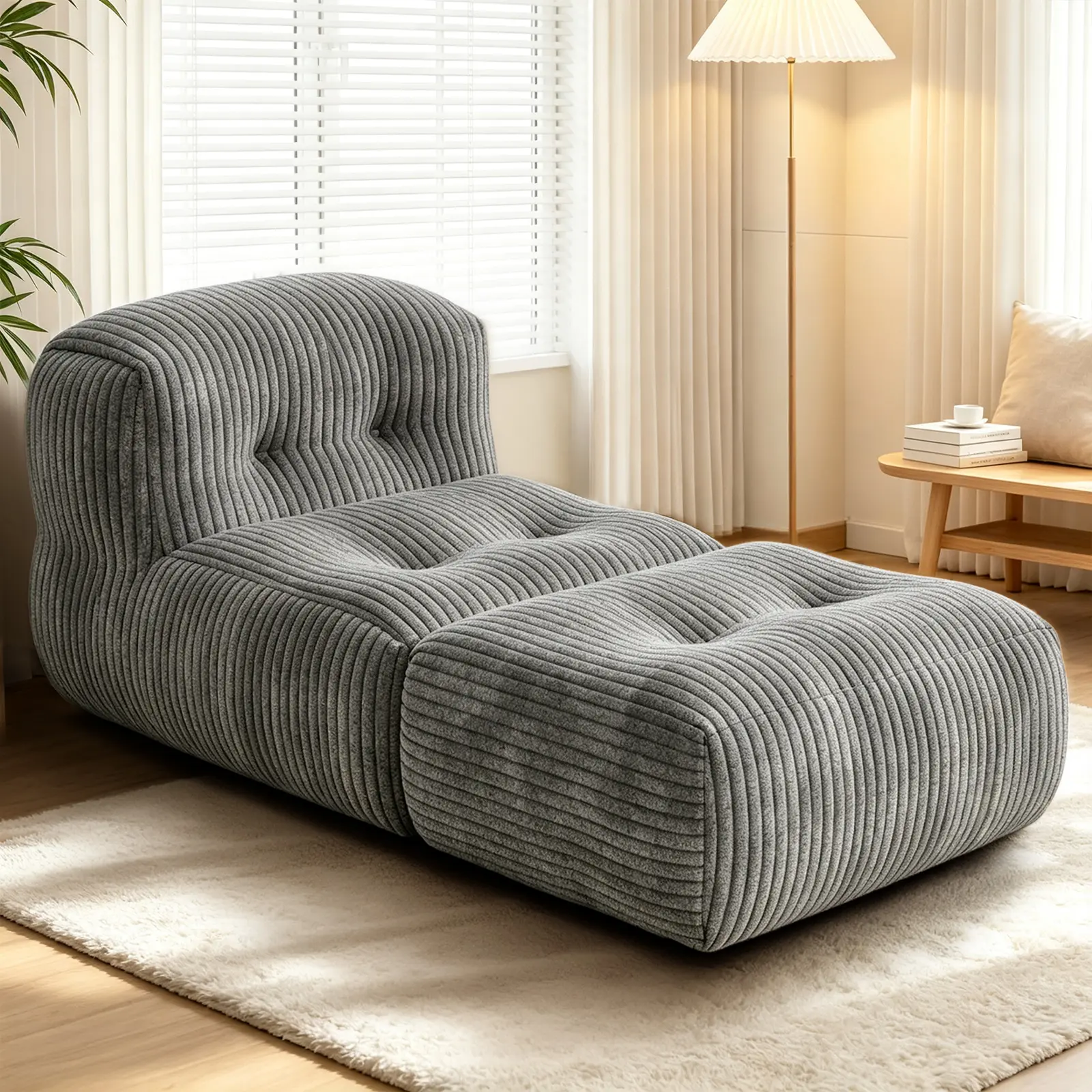 JONPONY Big Bean Bag Lounger Chairs, Large Bean Bag Couch with Memory Foam Filled for Adults, Bean Bag Sofa for Living Room or Bedroom,