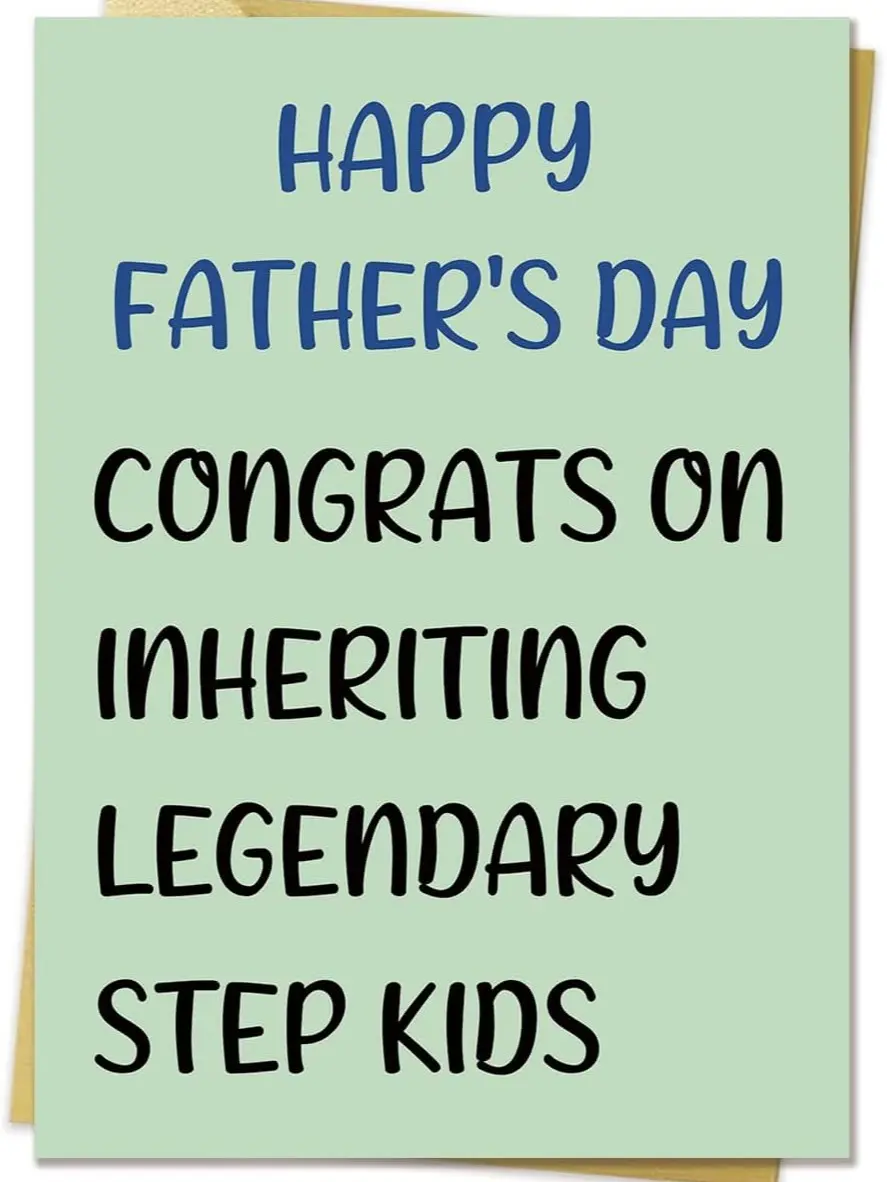 Happy Father’s Day Card for Stepdad, Best Fathers Day Gift from Step kids, Naughty Fathers Day Card for Bonus Dad, Unique Father’s Day Gift Idea for Step dad