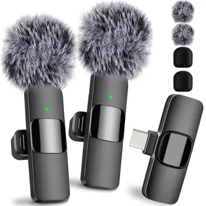 Wireless Lavalier Microphone, USB Rechargeable Wireless Microphone, Noise Reduction Recording Clip Mic, Professional Wireless Mic for Video Recording Interview Podcast, Audio, Usb Streaming Mic, Live Streaming Mic