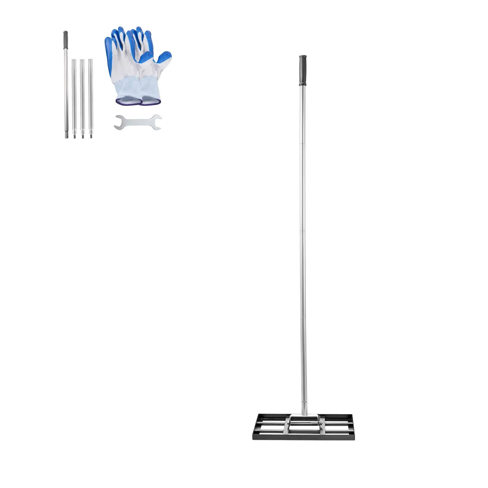 【Summerfinds】VEVOR Lawn Leveling Rake Lawn Leveler with 78 in Handle17x10 in Ground PlateRust-Resistant Carbon Steel Soil Leveler5 Heights AdjustableEffort Saving Lawn Leveling Tool for Yard Golf Court