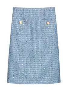 Women's Glitter Plaid Pattern Tweed Skirt, Vintage Skirt, Elegant Fashion  Skirt for Daily Outdoor Wear, Women's Bottoms for Spring & Fall