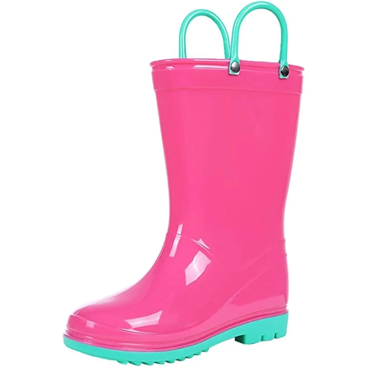 P-SOK024 Kids' Rain Boots, Waterproof Rainproof Splash Footwear for Toddlers with Easy-On Handles, Lightweight for Rainy Days