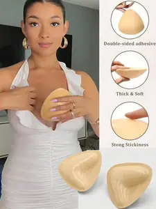 Women's triangular double-sided bra pad inserts, thick nipple covers, invisible and stay in place, double-sided adhesive nipple pads, double-sided self-adhesive, super strong stickiness, makes small breasts look bigger, gathers, prevents nipple show-throu
