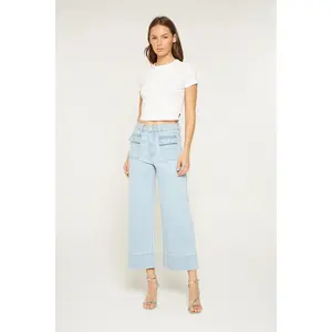 High Rise Cropped Wide Leg Patch- Mica