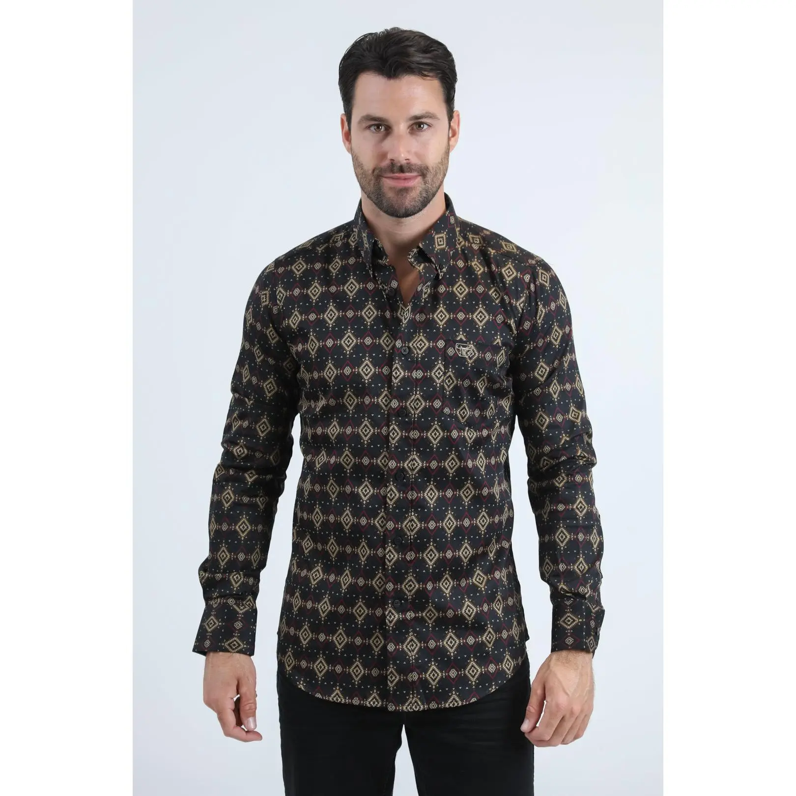Platini Men's Satin Cotton Modern Fit Long Sleeve Black Shirt (CWL11060 Black)