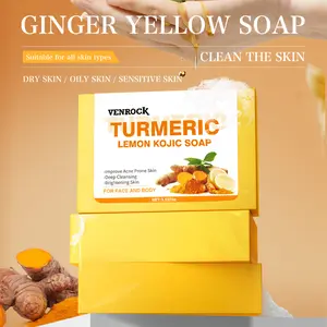 Turmeric soap for deep cleaning, oil control, refreshing, nourishing, tender and smooth Facial Cleansing Foaming Skin Repair turmeric bar soap soap turmericsoap Glycerin Cleanser Rice Clay Cleanser