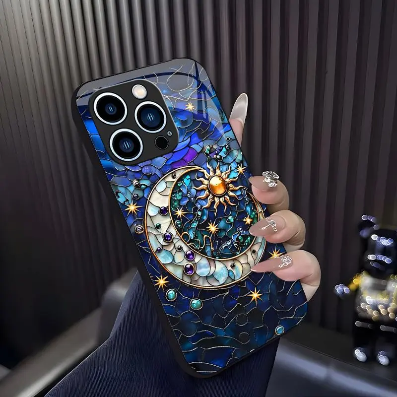 Stained Glass Mosaic Case for [iPhone 12 Pro], Aesthetic Tile Art Phone Cover, Shockproof Slim Fit Case 952