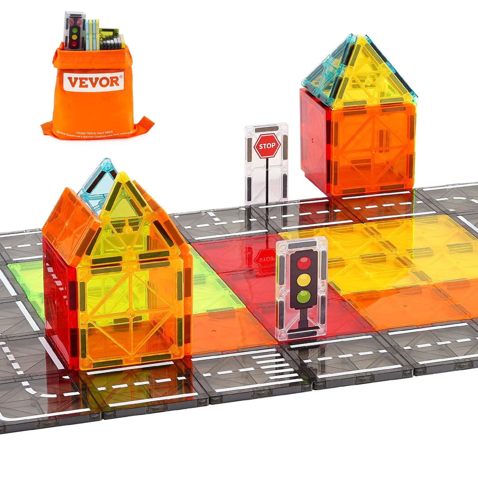 【summerfinds】VEVOR Magnetic Tiles Magnetic Building Toy 56 PCS Magnet Blocks for Kids 3D Set, Colorful, Abs Plastic, Colorful Magnetic Buildings, Geometric Magnetic Buildings