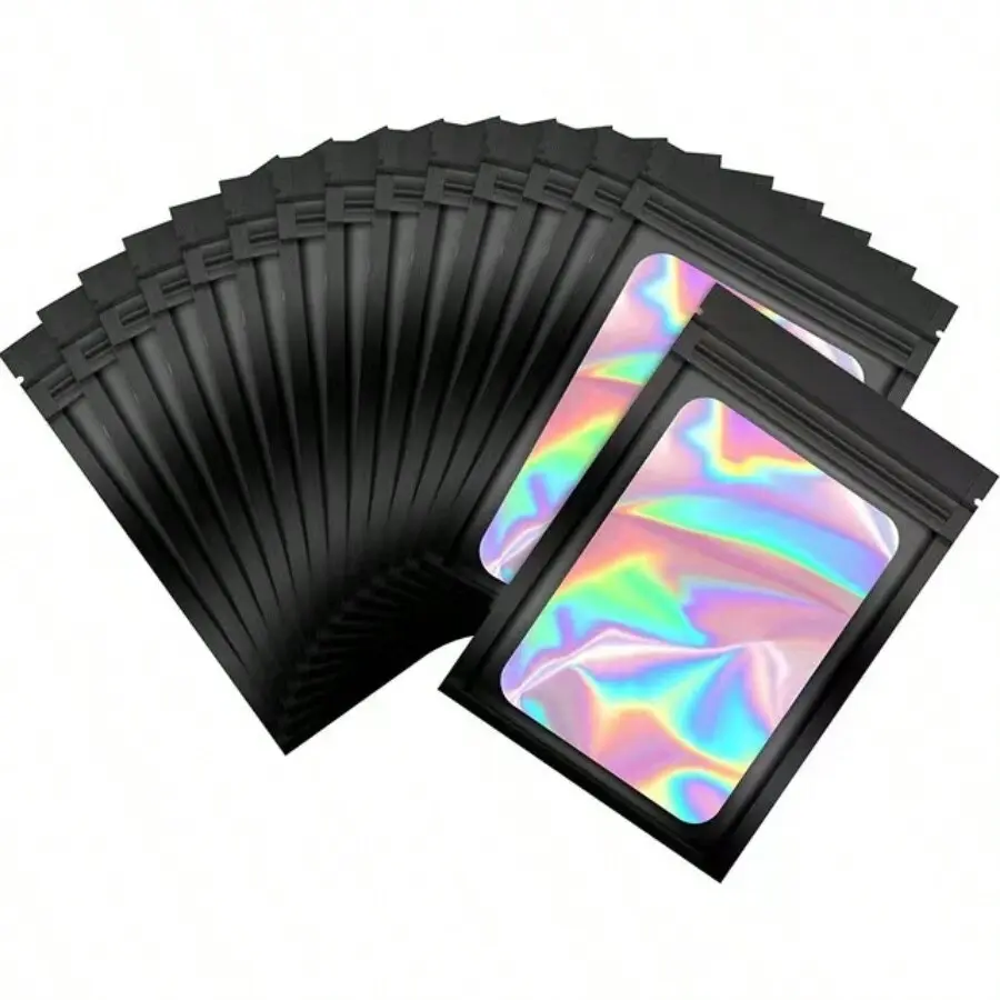 50 Pack Self-Sealing Bags, Transparent Window Design, Small Item Storage, Party Gift Packaging, Gift Wrapping Supplies, Reusable Plastic Bags, Party Packs