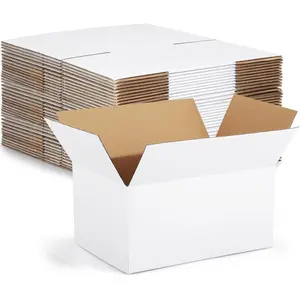 10x7x5 Small Shipping Boxes 30 Pack White Corrugated Box Mailers, Cardboard Boxes for Small Business Packaging Mailing