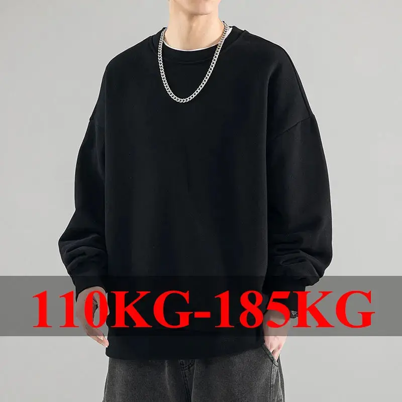 Plus Size Men'S Pullovers Full Cotton Sweatshirts 5Xl 6Xl 7Xl Autumn Winter Long Sleeves Printed Tops Male Clothing 110Kg-180Kg