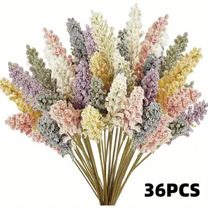 36Pcs Artificial Breath Flowers Foam Berry Spike Mini Fake Vanilla Flower Faux Bouquet for Wedding Party Indoor Outside Hanging Home Decoration