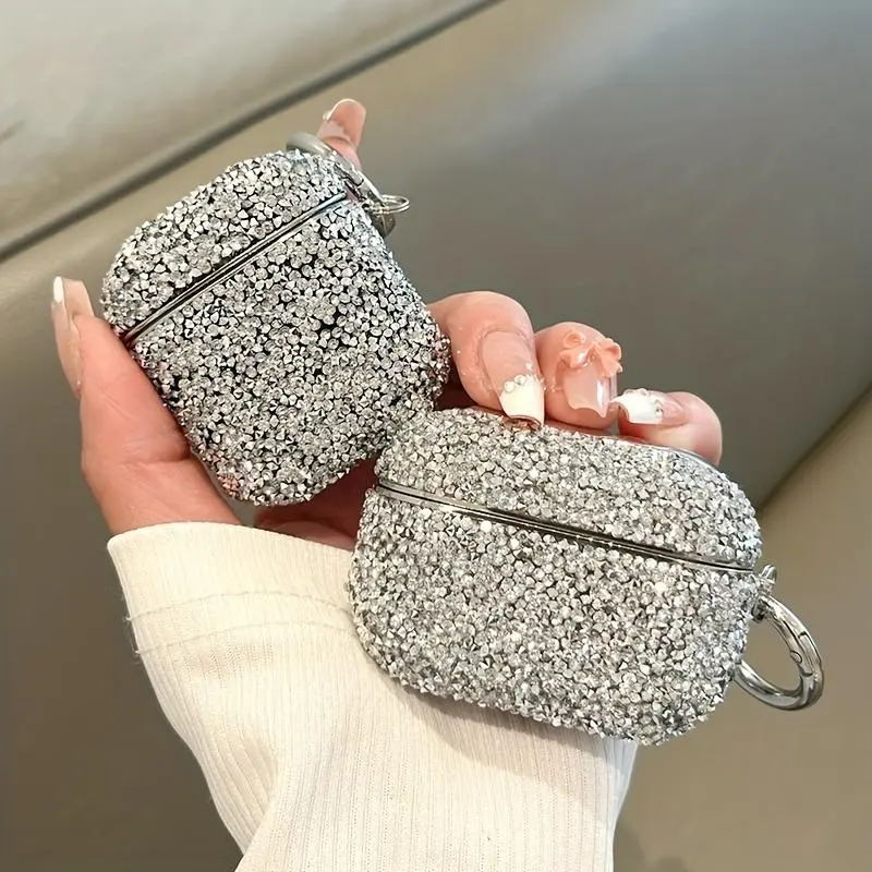 Rhinestone Decor Earphone Case, Earphone Protective Cover, 1 Count Fashion Earbuds Case Compatible with AirPods 3rd Gen, Electroplated Frame Wireless Headphones Case for AirPods 1st & 2nd Generation, Drop Protection, Durable & Sturdy Frame, Audio