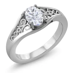 Gem Stone King Oval Solitaire Ring for Women | 925 Sterling Silver | Gemstone Birthstone | Oval 7X5MM | Wedding Engagement Anniversary Promise Ring | Available In Size 5, 6, 7, 8, 9