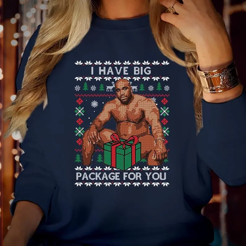Merry Christmas I Have Big Package For You Funny  Barry Rude  Men  Holiday Festive Xmas Jumper