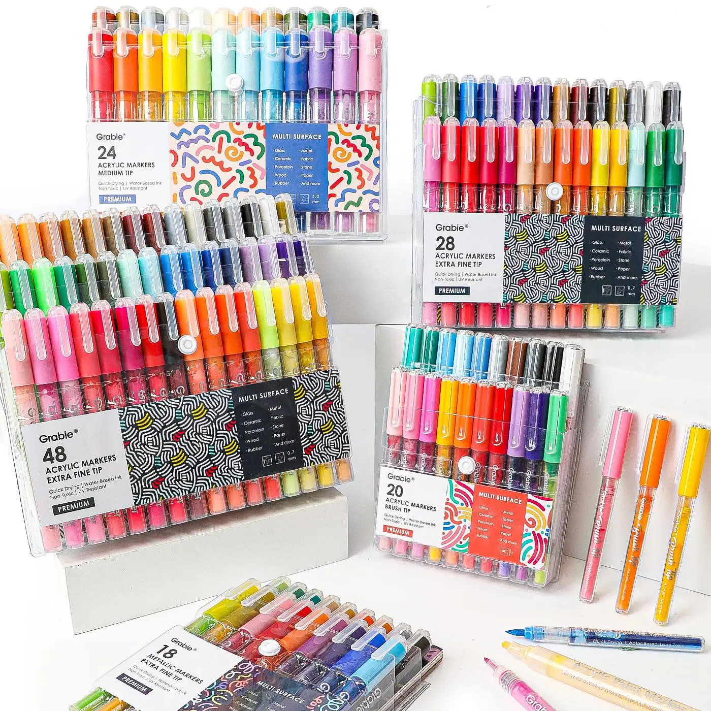 [Flash Sale] Grabie Acrylic Markers Paint Pens Set (Drawing Pad Included), for Rock Painting, Ceramic, Canvas, Plastic, Glass artmarkers acrylic paintmarkers, coloring, artist, creative, durable, glossy, waterproof, Tiktokshopstockup, Tiktokshopmothersday