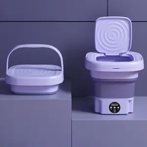 Portable Washing Machine, 8L Foldable Mini Washing Machine Bucket Washer with Water Tube Deep Wash and Spin Dry Washer for Dorm, Camping, RV Travel Laundry