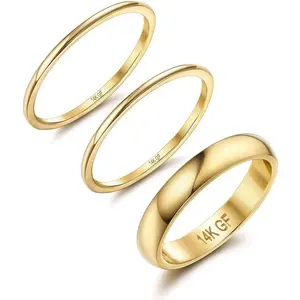 Cassieca 3pc Rings Stack for Women Stacking Rings Stackable Thin Rings Simple Plain Pinky Thumb Statement Band Ring Comfort Fit 3 Count 1mm 3mm Accessories Gifts for Women Mom, Stacking Ring Set, Statement Multi Ring