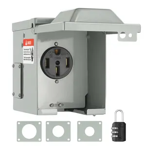 【Summervibes】VEVOR 50 Amp RV Power Outlet Box, 125/250 Volt, Enclosed Lockable Outdoor RV Receptacle Box, NEMA 14-50R Weatherproof Electrical Panel, for RV Camper Trailer Motorhome Tested to UL Standards