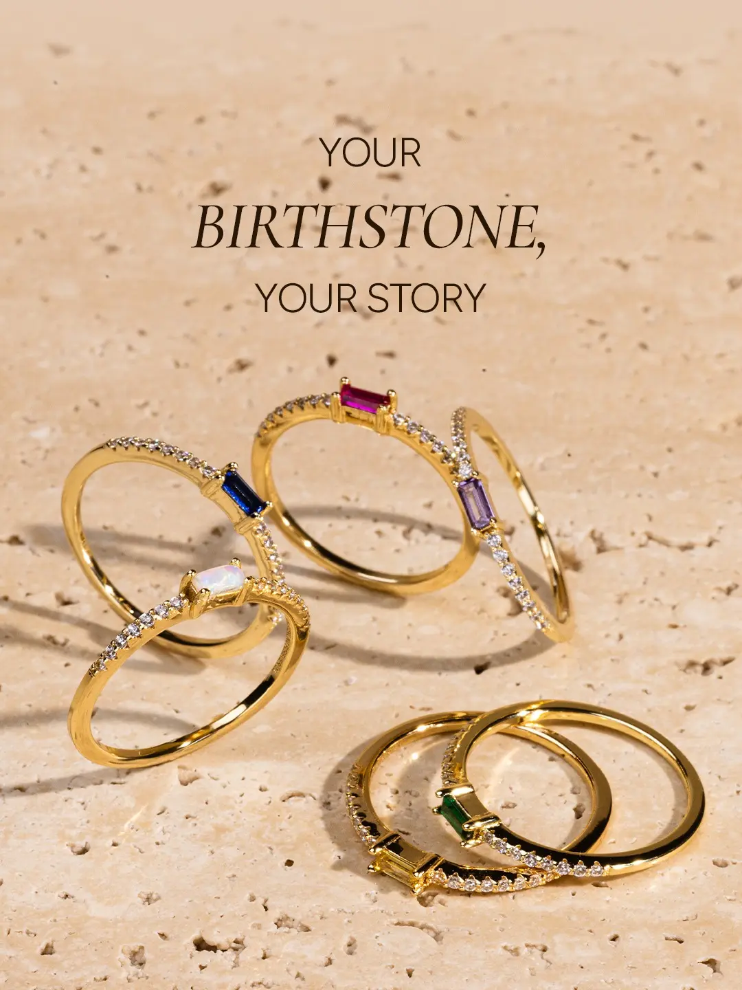 Sterling Silver CZ Stacking Birthstone Ring Sterling Silver CZ Stacking Birthstone Ring