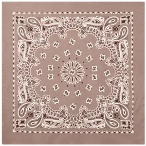 Khaki - Jumbo Trainmen Paisley Bandana, 100% Cotton, 27" x 27"