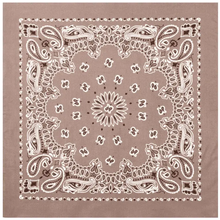 100% Cotton Scarf Bandana - Khaki Jumbo Trainmen Paisley Design, 27"x27" Rugged-Use Tough Wind & Dust Guard Fashion Accessory for Scarves & Shawls Clothing Enthusiasts