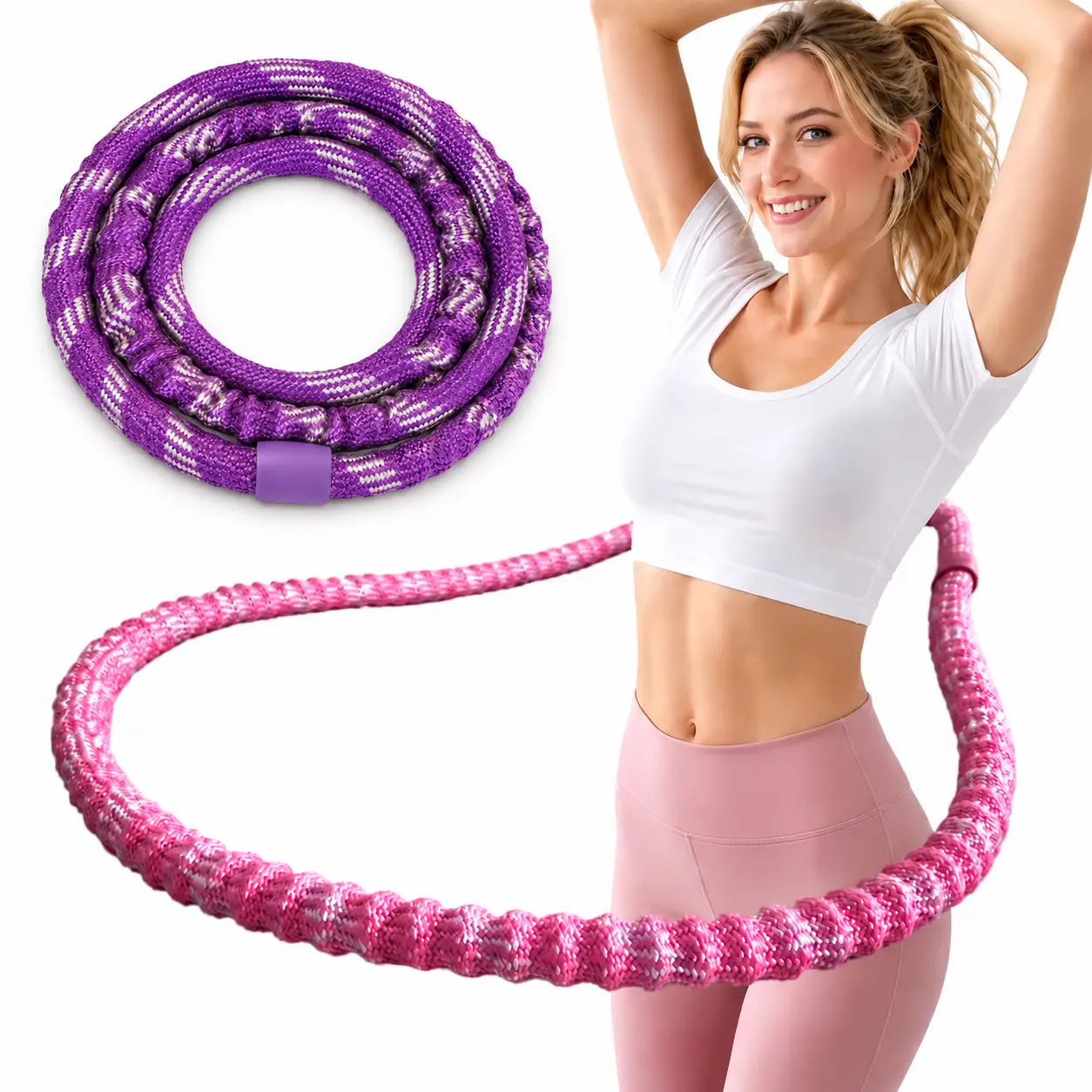 2.87lb Soft Spring Resistance Exercise Hula Hoop - Foldable Silent Training Device for Adult Home Gym Workouts, Resistance Exercise Hula Hoops mood
