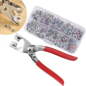 Snap Button Tool 100set 9.5mm Snap Fasteners Kit with Pliers Metal Snaps Kit for Crafting 10 Colors Five Claw Buckle Tool Set Wsnapkit