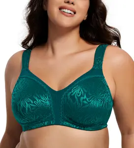 Deyllo Women's Full Coverage Plus Size Wirefree Non-Padded Minimizer Bra - 2 Patterns, Comfortable, Everyday Womenswear